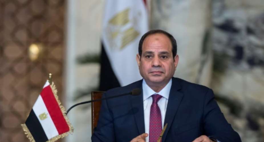 In this file photo taken on December 11, 2017 Egyptian President Abdel Fattah al-Sisi speaks on during a press conference with his Russian counterpart unseen following their talks at the presidential palace in the capital Cairo.  By Khaled DESOUKI AFPFile