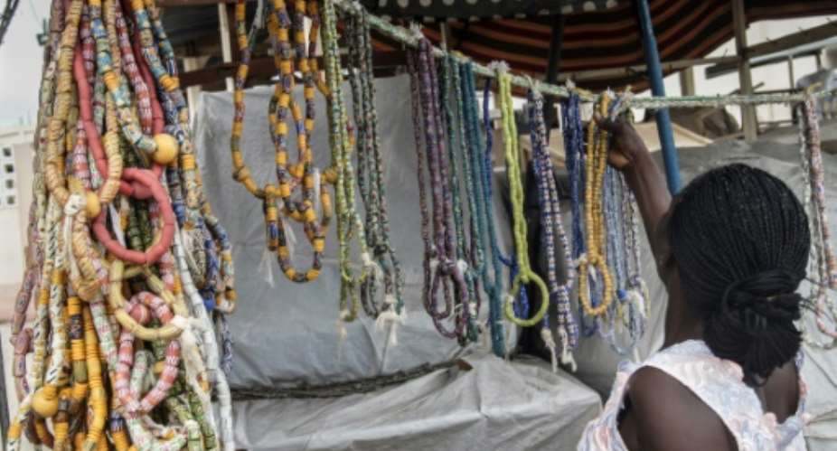In Togo's capital Lome, the fashion for wearing strings of beads around the waist -- an ancient tradition known as 'djonou' in the Gulf of Guinea region -- has made a comeback in recent years.  By Emile Kouton AFPFile
