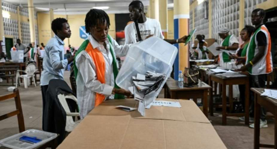 Incumbent President Alassane Ouattara is set to win a fourth term.  By Sia KAMBOU (AFP)