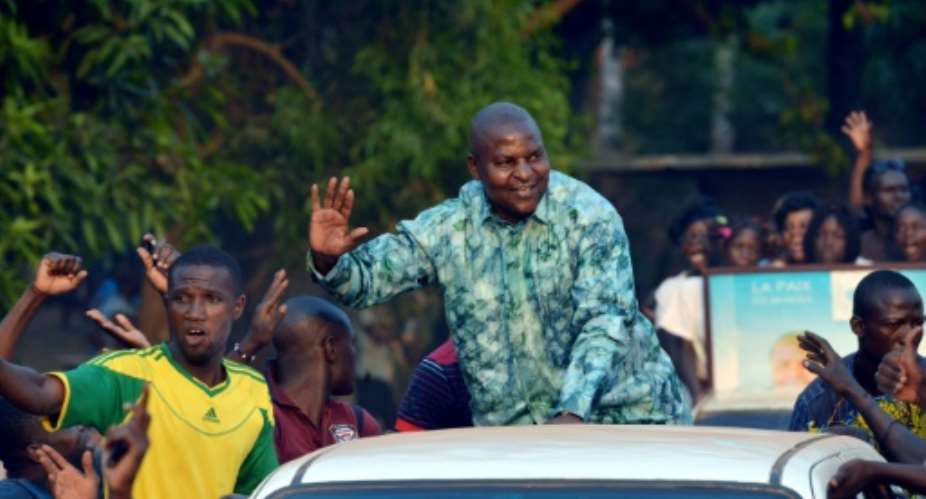 Central African presidential candidate Faustin Archange Touadera, pictured on December 28, 2015, garnered 23 of votes with a quarter of the ballots counted.  By Issouf Sanogo AFPFile