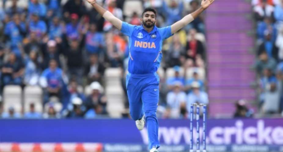 India's Jasprit Bumrah celebrates after dismissing South Africa's Hashim Amla in their World Cup match in Southampton.  By Dibyangshu SARKAR AFP