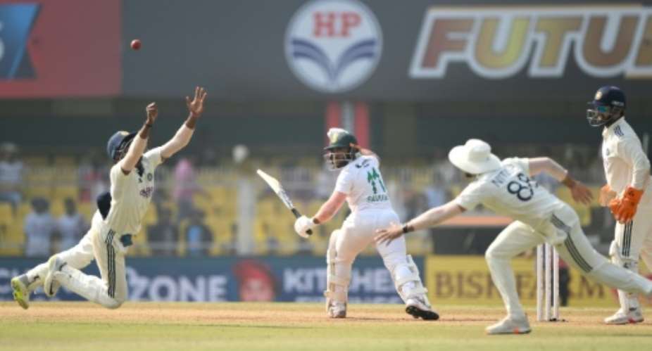 Indias Sai Sudershan dives for the ball in the second Test.  By Biju BORO (AFP)