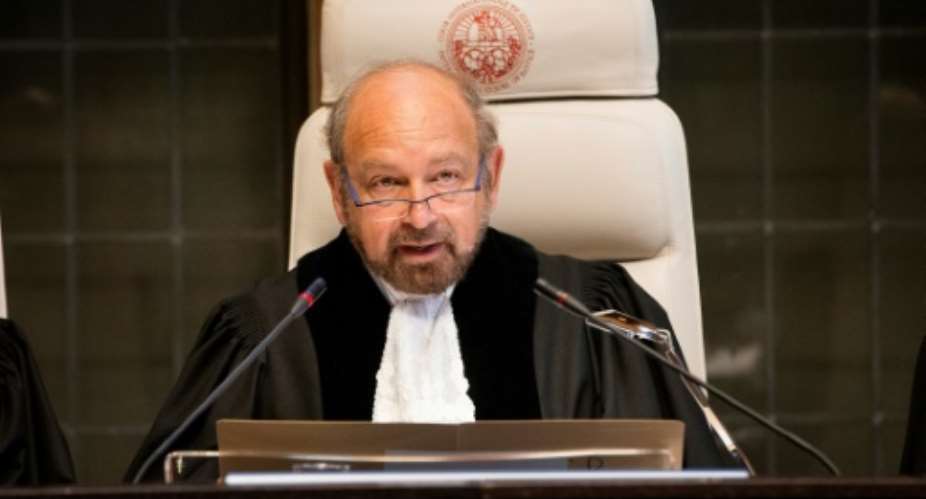 International Court of Justice President, Judge Ronny Abraham, speaks in 2015.  By Bastiaan van Musscher INTERNATIONAL COURT OF JUSTICEAFPFile