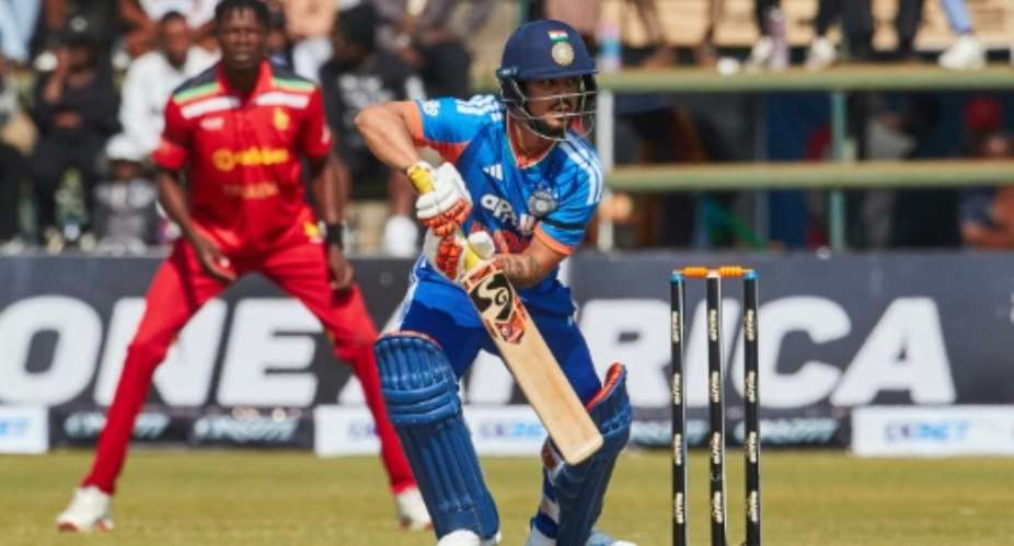 Ishan Kishan plays a shot for India during the second Twenty20 international against Zimbabwe in Harare..  By Jekesai NJIKIZANA (AFP)