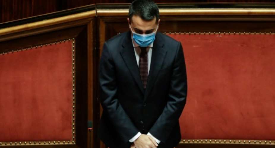 Italian Foreign Minister Luigi Di Maio observed a minute's silence during an address to the Senate in Rome on Wednesday.  By Andrew Medichini POOLAFP