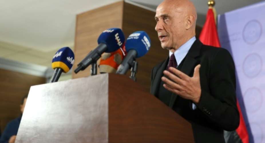 Italian Interior Minister Marco Minniti speaks during a press conference at the Ministry of Foreign Affairs in the Libyan capital, Tripoli, on January 9, 2017.  By  AFP