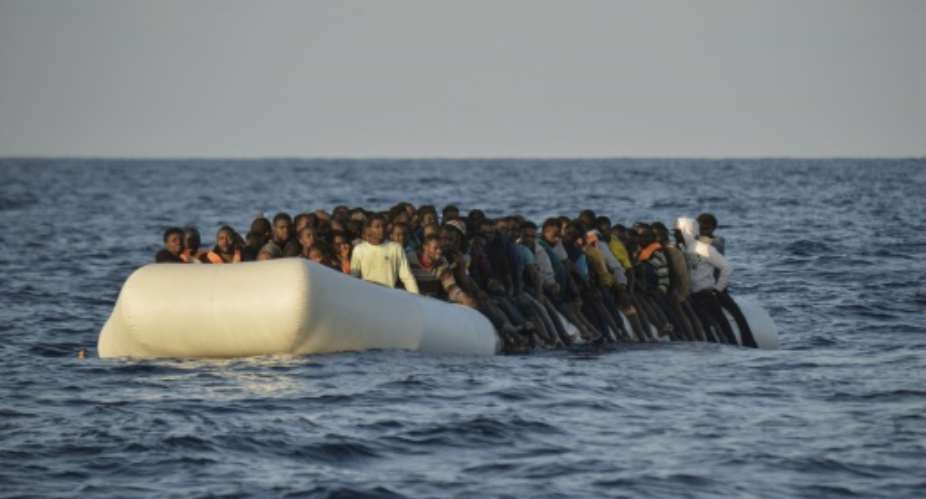 Italy registered nearly 50,000 migrant arrivals by sea by mid-April, 97 percent of them from Libya, according to Rome..  By ANDREAS SOLARO AFPFile