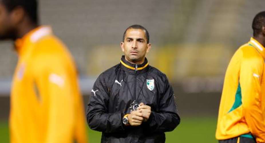 Ivory Coast national football teams head coach, French Sabri Lamouchi attends a team training session, March 4, 2014 in Brussels.  By Bruno Fahy (BELGA/AFP/File)