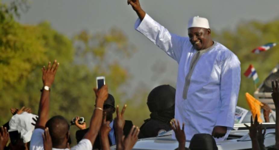 January 26 2017: Adama Barrow is given a hero's welcome after Jammeh flees abroad.  By CARL DE SOUZA AFP