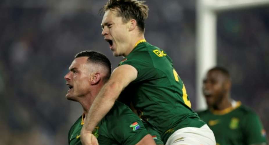 Jesse Kriel scored a 78th-minute try to seal a 42-28 victory for South Africa over Scotland in a thrilling Nations Championship match in Pretoria on Saturday.  By PHILL MAGAKOE (AFP)