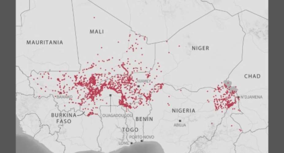 Jihadist violence in the Sahel region.  By Ioana PLESEA, Valentina BRESCHI (AFP)