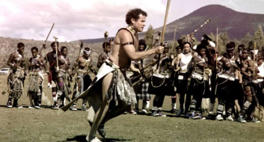 Johnny Clegg is shown wearing traditionnal Zulu garb during his wedding with Jennifer Bartlett in 1989.  By Trevor SAMSON AFPFile