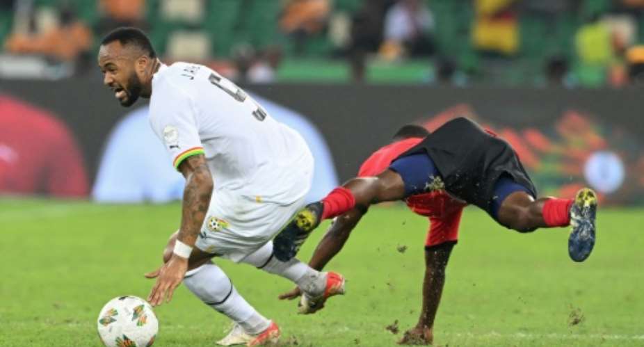 Jordan Ayew (L) scored for Ghana in a 2025 Africa Cup of Nations qualifying draw with Angola..  By Issouf SANOGO (AFP)