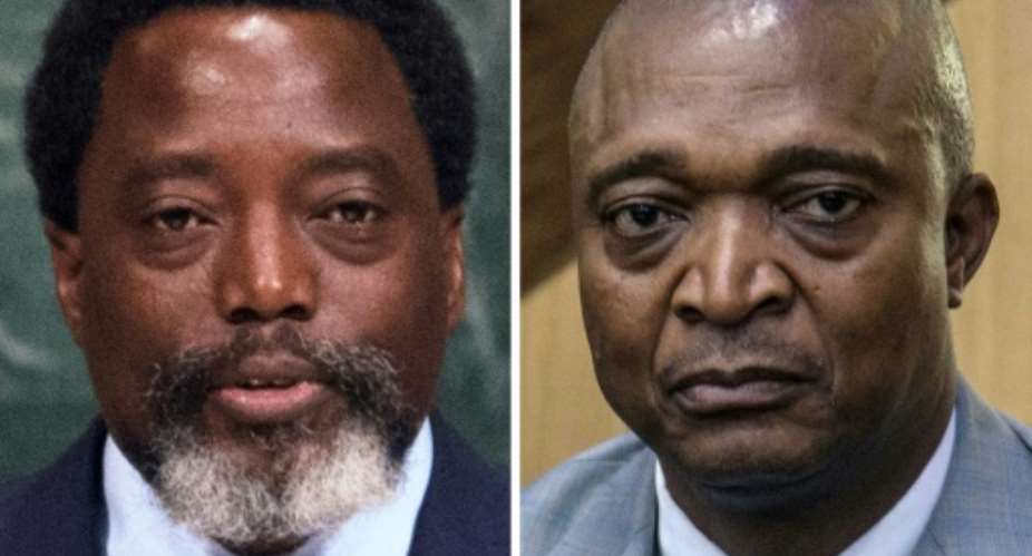 Kabila, left, announced he supported former interior minister Emmanuel Ramazani Shadary, right, as candidate in the December elections.  By Bryan R. Smith, Junior D. KANNAH AFP