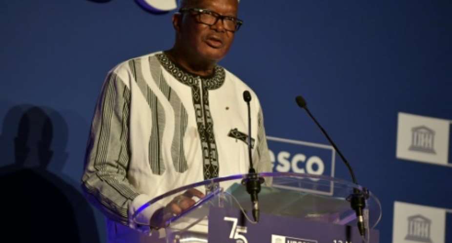 Kabore, seen during 75th anniversary celebrations of UNESCO in Paris in November, vowed to stem jihadist violence but his failure to do so has hit his credibility with the military.  By JULIEN DE ROSA POOLAFPFile