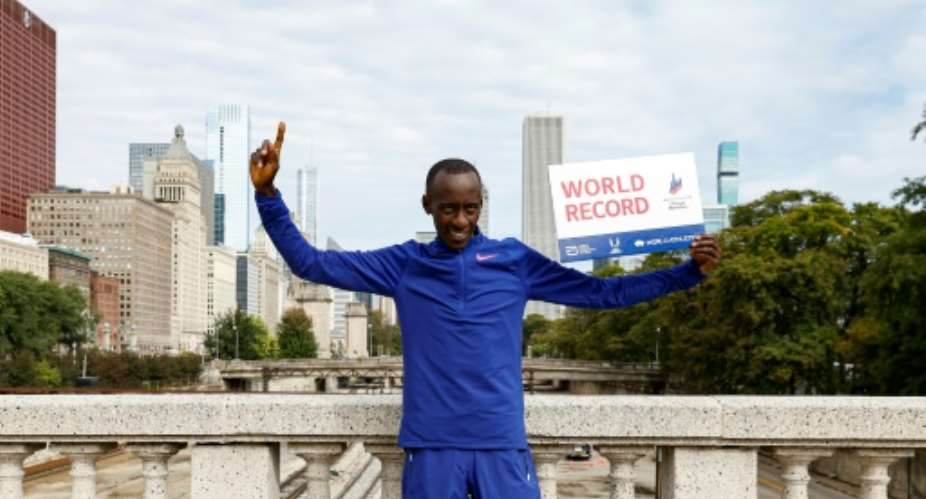 Kelvin Kiptum shattered the marathon world record in Chicago in 2023.  By KAMIL KRZACZYNSKI AFPFile