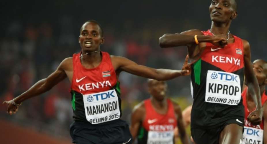 Kenya is famed for its middle distance athletes such as Asbel Kiprop R, right and compatriot Elijah Motonei Manangoi, topping the medals table in last year's world athletics championships.  By Olivier Morin AFPFile