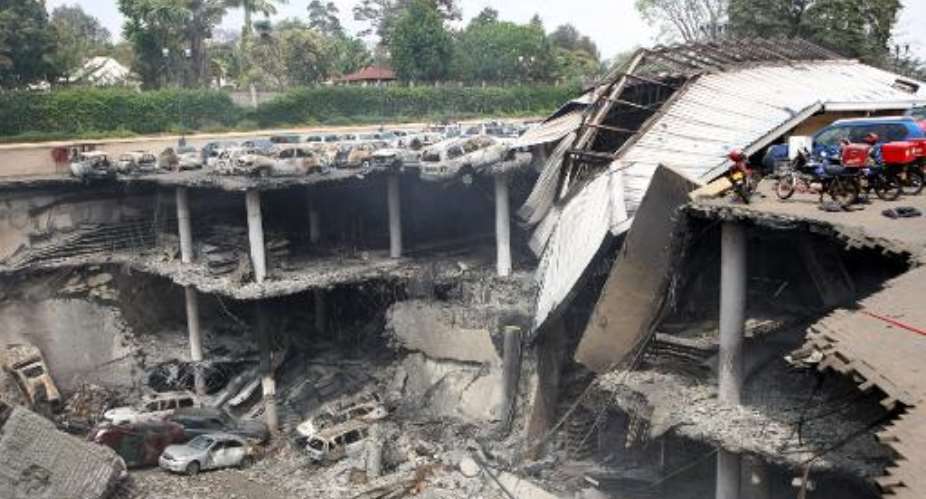 A destroyed section of the Westgate mall, seen on September 26, 2013 after it was seized by Islamist militants.  By  Kenyan PresidencyAFP