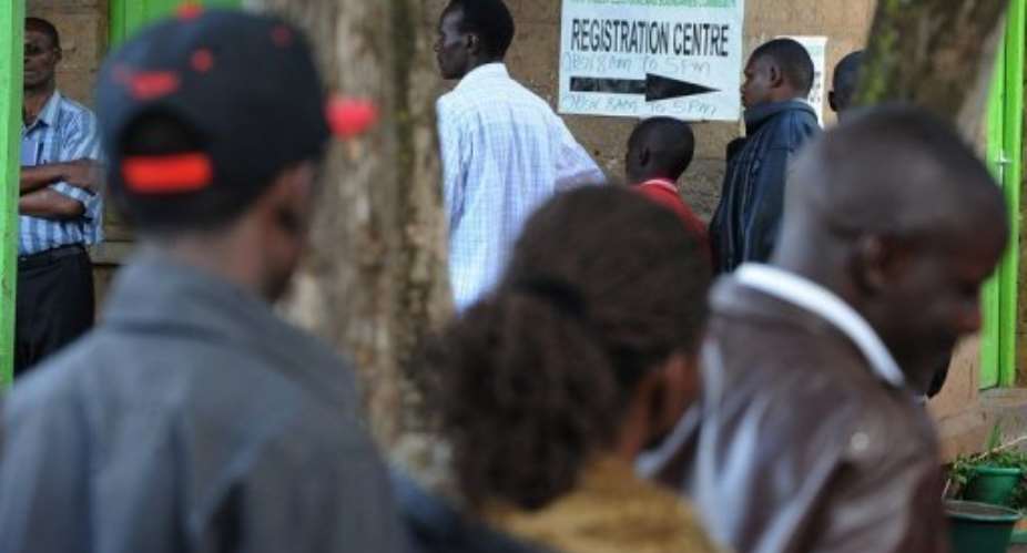 People register in Nairobi on December 18, 2012 to vote in the general election in March.  By Simon Maina AFPFile