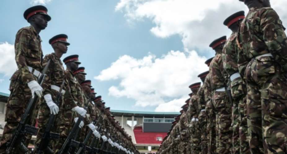 Kenyan army soldiers have rehearsed the inauguration ceremony ahead of Uhuru Kenyatta being sworn in for a second term.  By YASUYOSHI CHIBA AFPFile