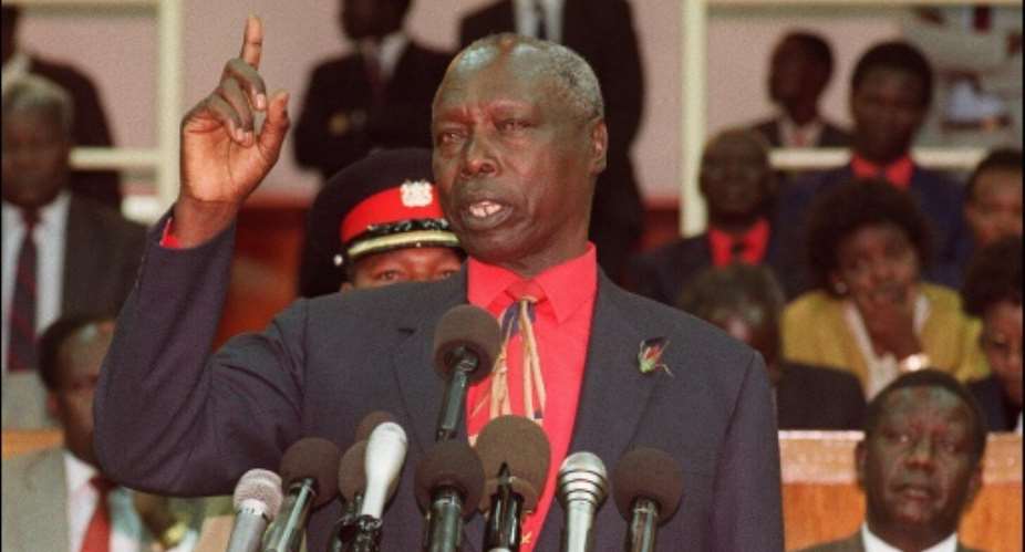 Kenyan ex-president Daniel Arap Moi has been fined for land grabbing.  By ALEXANDER JOE AFP