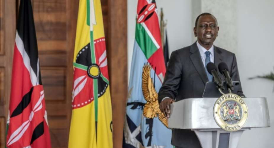 Kenyan President William Ruto speaks about recent floods during an address from State House in Nairobi on May 3, 2024.  By LUIS TATO (AFP/File)