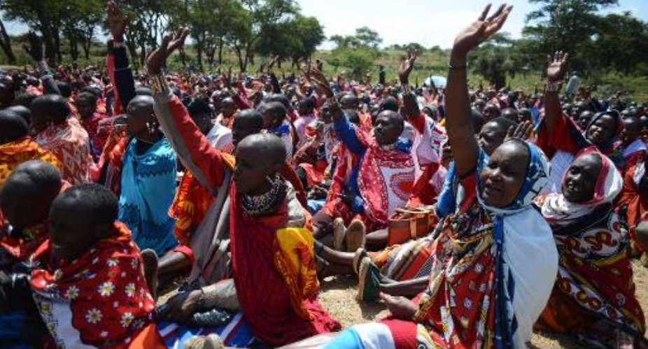Kenyan Maasai women gather for a meeting dedicated to the practice of female genital mutilation.  By Simon Maina AFPFile