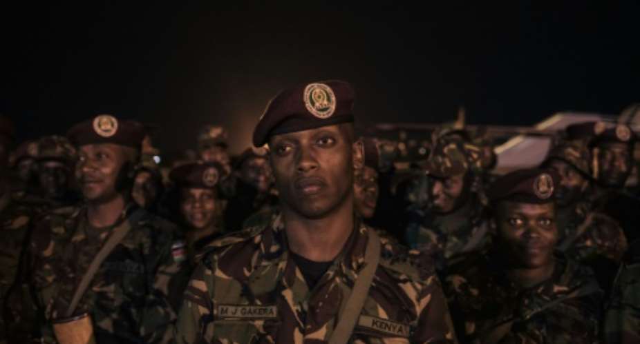 Kenyan soldiers from the EAC regional force left the DRC on Saturday.  By Alexis HUGUET AFP