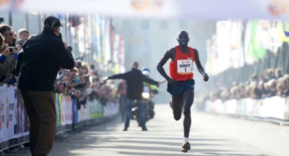 Kenyan Stanley Biwott, pictured on March 8, 2015, won the New York Marathon.  By Olaf Kraak ANPAFPFile