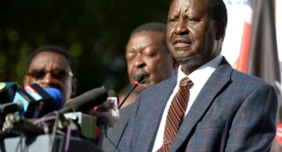 Kenya's opposition leader Raila Odinga called on his supporters to protest peacefully.  By SIMON MAINA AFP