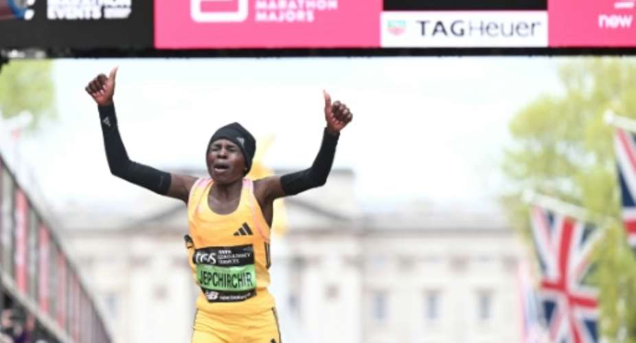 Kenya's Peres Jepchirchir set a new women's-only world record at the London marathon.  By JUSTIN TALLIS AFP