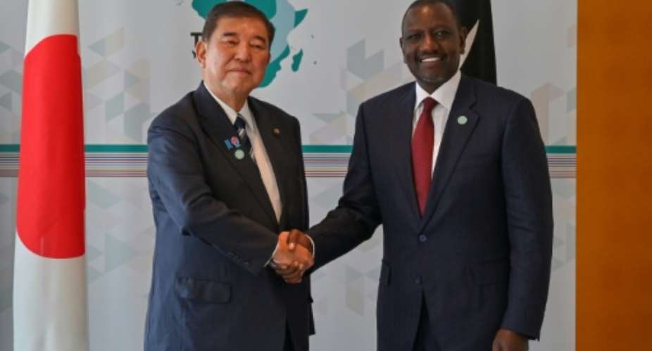 Kenyas President William Ruto (R) is among the African leaders attending a development conference hosted by Japanese Prime Minister Shigeru Ishiba.  By Richard A. Brooks (AFP)