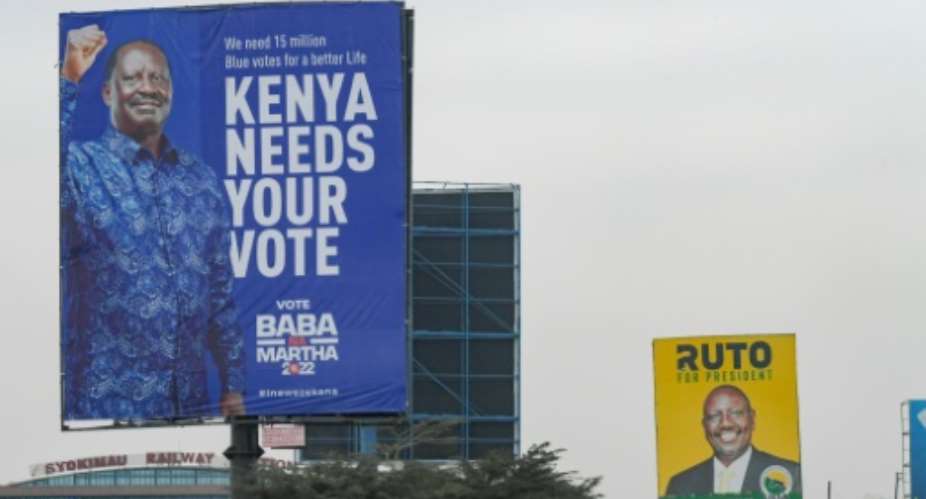 Kenya's presidential election is a tight race between Raila Odinga and William Ruto.  By SIMON MAINA AFPFile