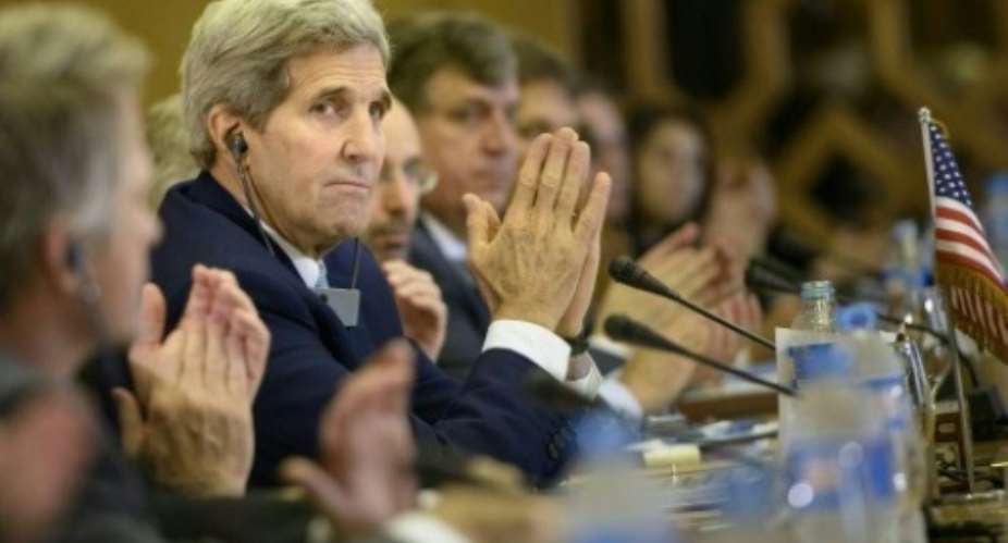 US Secretary of State John Kerry C pictured during the opening of a US-Egypt strategic dialogue at the Ministry of Foreign Affairs in Cairo on August 2, 2015.  By Brendan Smialowski PoolAFP