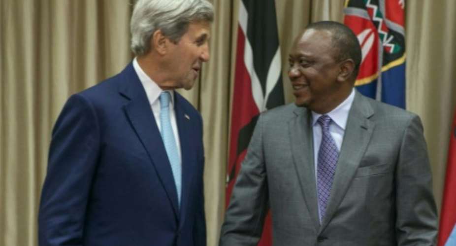 US Secretary of State John Kerry and Kenya President Uhuru Kenyatta discussed regional security and terrorism.  By  AFP