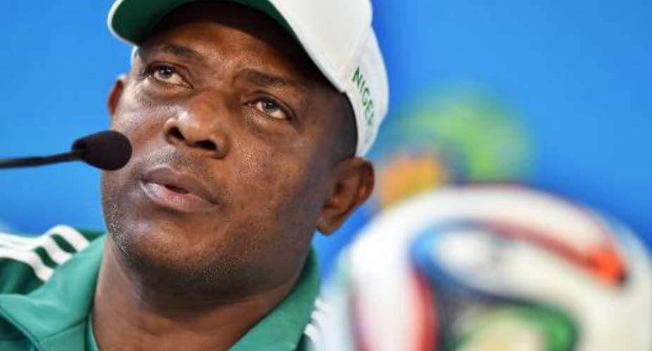 Stephen Keshi, pictured here as Nigeria's coach during the World Cup in Brazil in 2014, has signed a new two-year contract with the national team.  By Jewel Samad AFPFile
