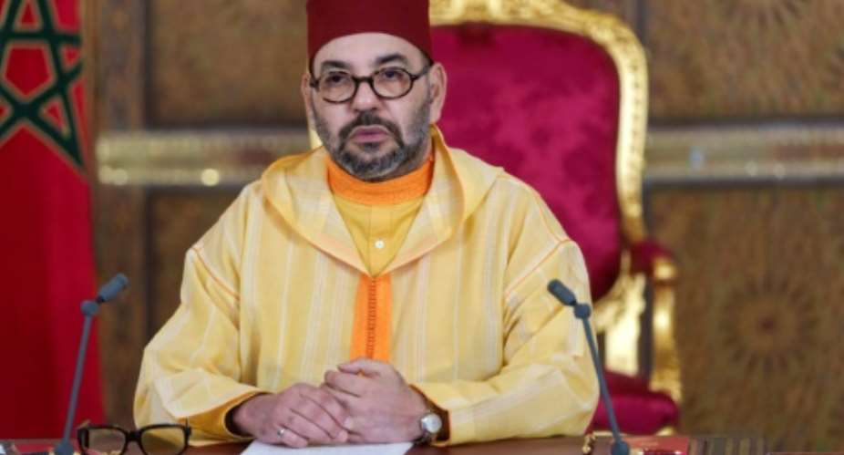 King Mohammed VI, seen here delivering a speech in the northeastern city of Fez last month, has made winning international recognition for Morocco's claim to the disputed Western Sahara the kingdom's top diplomatic goal.  By - Moroccan Royal PalaceAFPFile