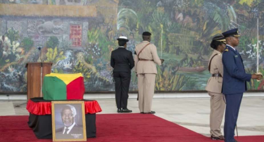 Kofi Annan's body was flown back home to Ghana on Monday and he will be buried after a state funeral on Thursday.  By CRISTINA ALDEHUELA AFP