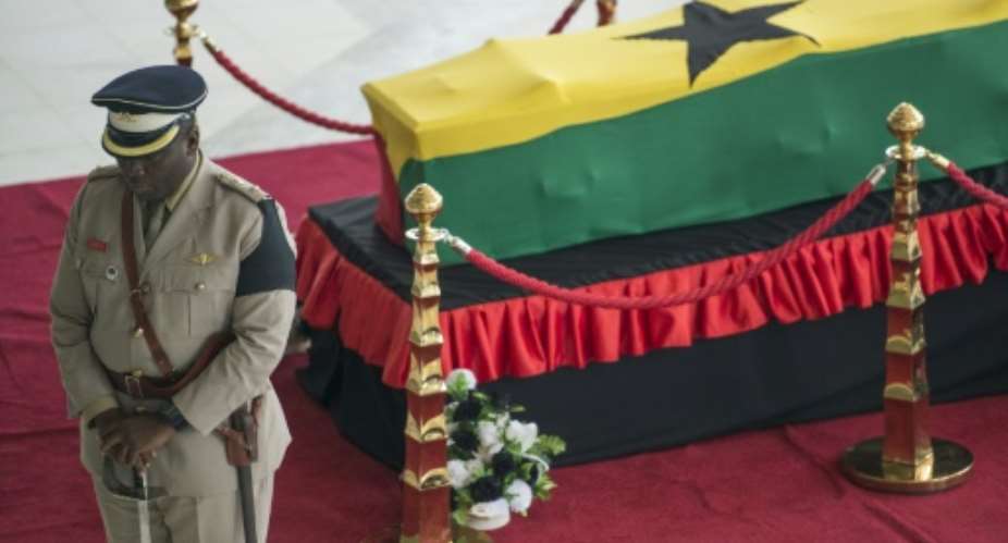 Kofi Annan's body was flown back to his homeland for mourners to pay their last respects ahead of a state funeral and private burial in Accra on Thursday.  By CRISTINA ALDEHUELA AFP
