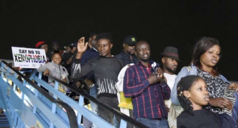 Last week nearly 200 other Nigerians were repatriated aboard a specially chartered plane following the violence that rocked Johannesburg and surrounding areas.  By PIUS UTOMI EKPEI AFPFile
