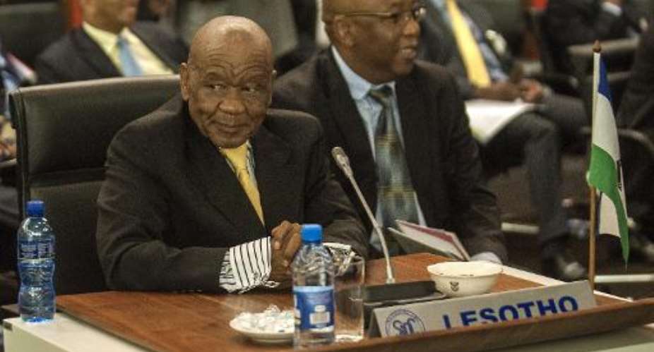 Lesotho Prime Minister Thomas Thabane attends the Southern Africa Development Community Double Troika meeting on Lesotho on February 20, 2014 in Pretoria, South Africa.  By Stefan Heunis AFP