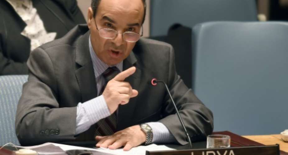 Libya's Ambassador to the United Nations Ibrahim Dabbashi addresses the United Nations Security Council during a meeting on March 4, 2015 at the United Nations in New York.  By Don Emmert AFPFile