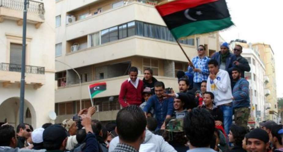 A protest in Benghazi in December against the National Transitional Council after talk of forgiving Kadhafi fighters.  By Abdullah Doma (AFP/File)