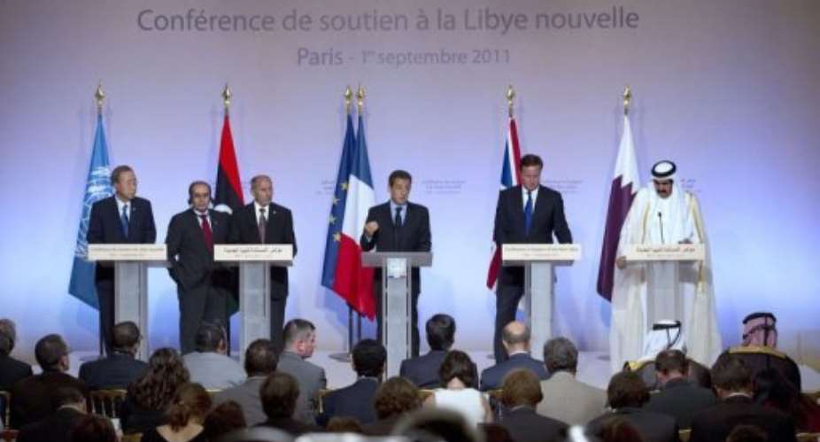 World leaders gathered in Paris to welcome Libyan rebels.  By Lionel Bonaventure AFP