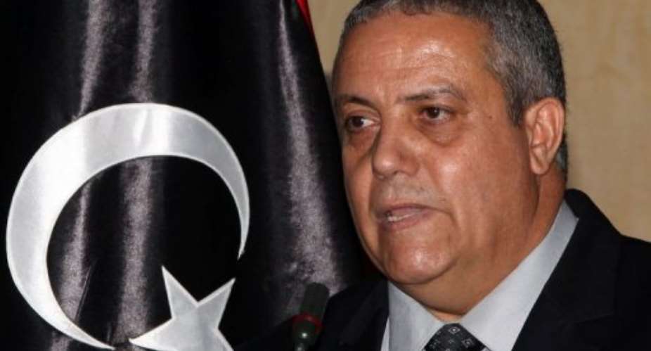 Libyan General Hamed al-Shalwy speaks during a press conference.  By Mahmud Turkia (AFP)