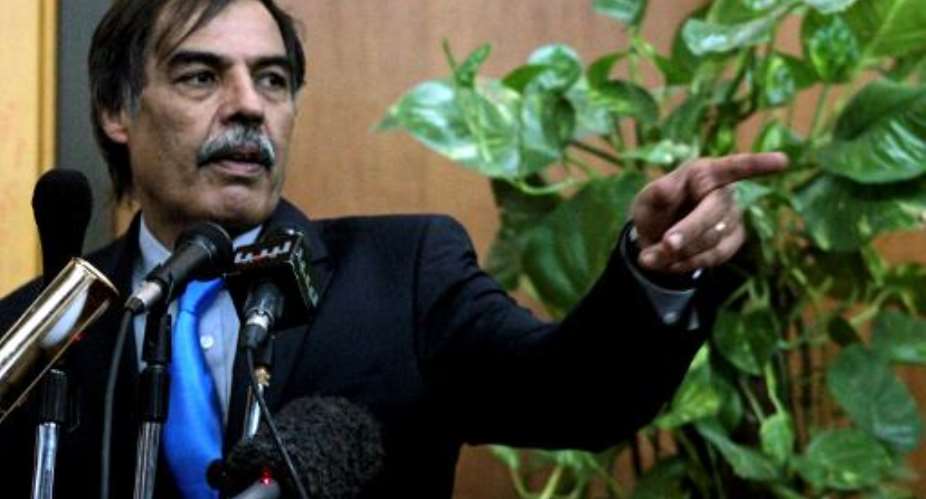 Libyan politician Ali Tarhuni, seen at a press conference in the eastern city of Benghazi on October 25, 2011.  By Abdullah Doma AFPFile