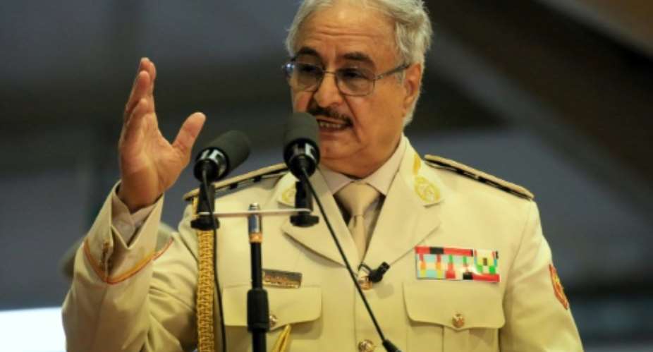 Libyan strongman Khalifa Haftar announced the taking of Derna, known for being a jihadist bastion, in a televised speech.  By Abdullah DOMA AFPFile