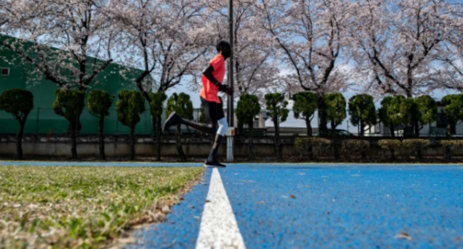Loneliness of the middle-distance runner? I have not missed home so much because I am staying in a very peaceful environment with very loving people, says South Sudan's 1,500m athlete Abraham Majok Matet Guem, training in Maebashi.  By Philip FONG AFP