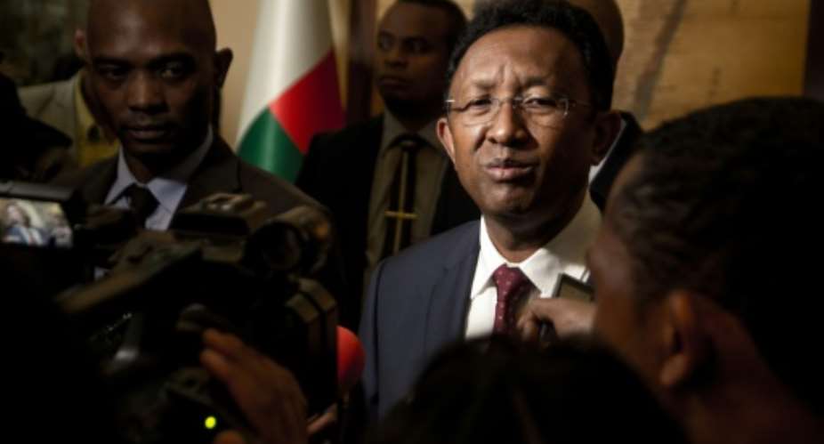 Madagascars outgoing President Hery Rajaonarimampianina is one of three favourites tipped to win the election.  By RIJASOLO (AFP)