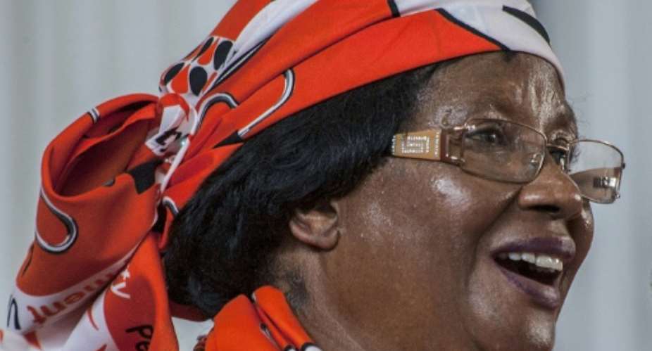 Malawi's former President Joyce Banda at the opening of the People's Party convention Blantyre.  By Amos Gumulira AFP